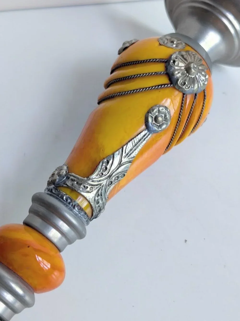 Vintage Moroccan Hand Made Resin & Metal Candle Holder Middle Eastern Decor 9